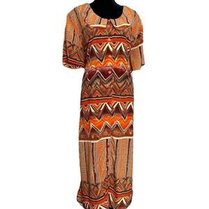 Rangoli Orange Brown Dress Plus Size 22 Midi Length Lightweight Casual Workwear
